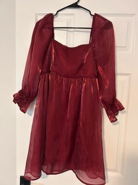 Blu Pepper Sheer Red Mini Dress